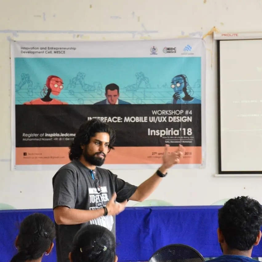 MES College of Engineering, Kuttippuram — Inspiria'18: "Mobile UI/UX Design" workshop (IEDC)